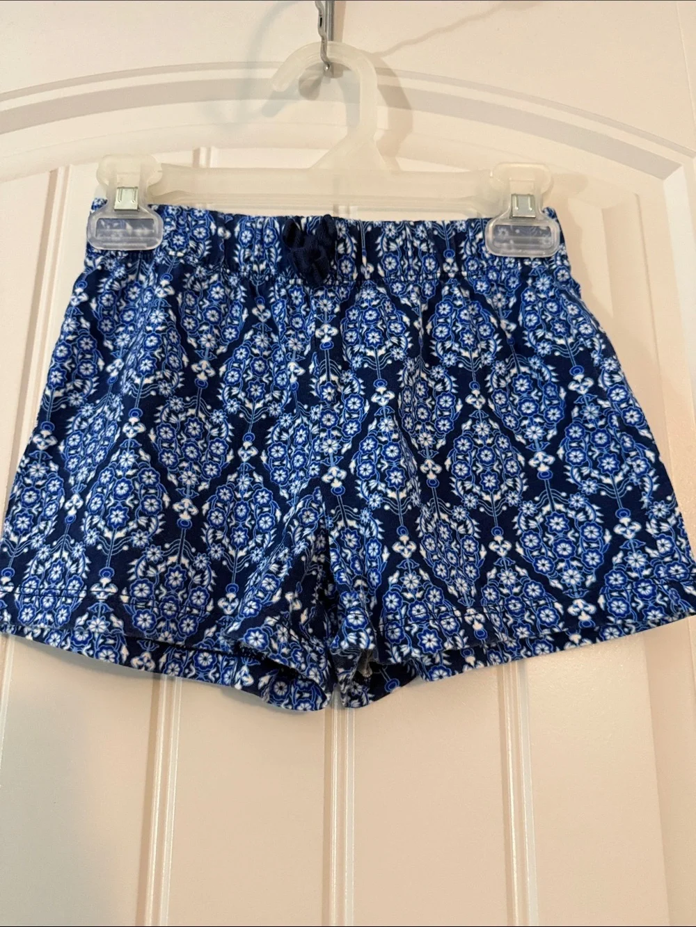 Gently worn Blue and White Lace-Print Shorts (2)